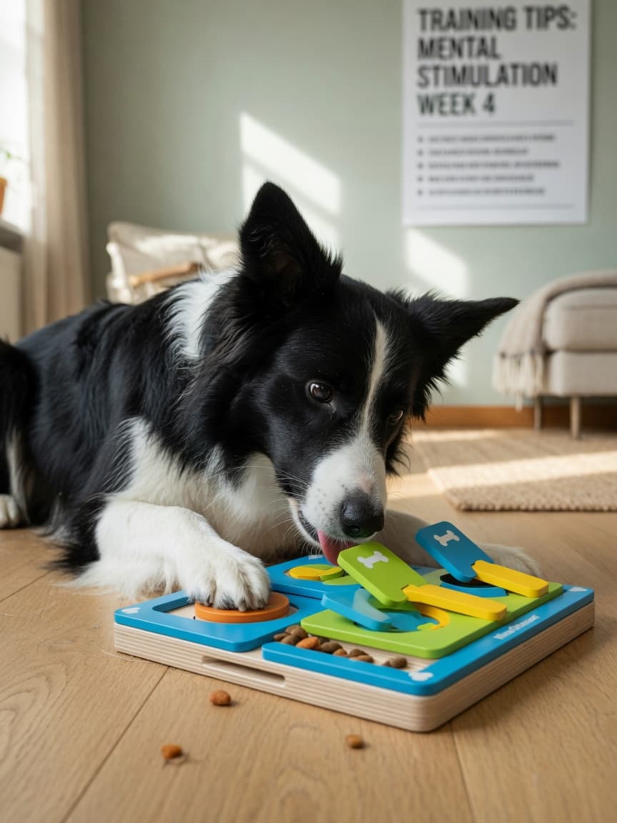 Border Collie solving a puzzle toy for mental stimulation
