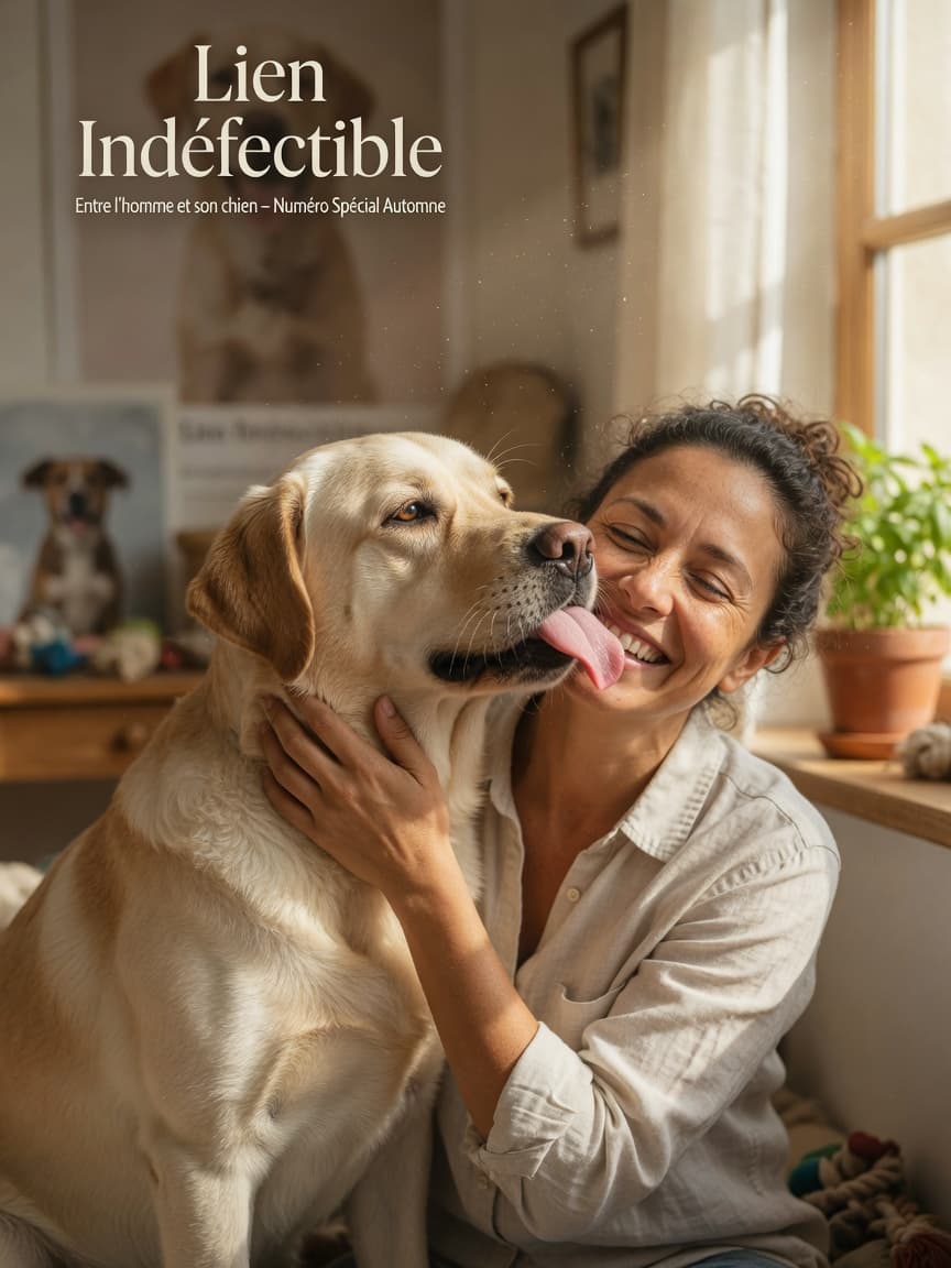 Golden Labrador licking owner's face affectionately in warm sunlight